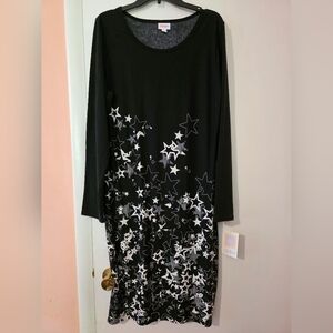 LuLaRoe Black and White Long Sleeve Sheath Dress